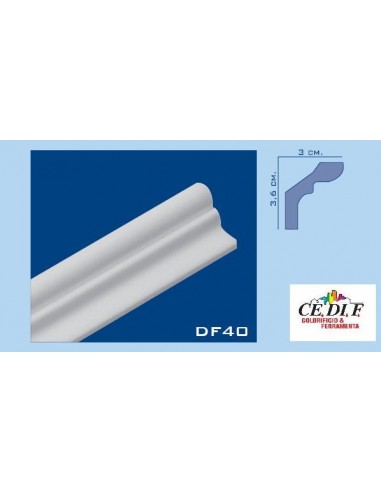Cornice in polistirolo e polistirene estruso 36x30 h.200 ART.DF40 confezione 10 mt (5 Aste) Cornice in polistirolo e polistirene estruso 36x30 h.200 ART.DF40 confezione 10 mt (5 Aste)