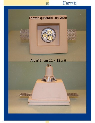 FARETTO IN GESSO CON VETRO ART.3 cm.12x12x6 FARETTO IN GESSO CON VETRO ART.3 cm.12x12x6