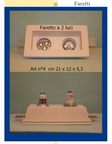 FARETTO IN GESSO A 2 LUCI ART.4 cm.21 x 12 x 5.3 FARETTO IN GESSO A 2 LUCI ART.4 cm.21 x 12 x 5.3