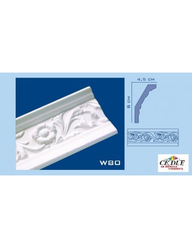 Cornice in polistirolo e polistirene estruso 80X45 h.200 ART.W80 confezione 10 mt ( 5 Aste) Cornice in polistirolo e polistirene estruso 80X45 h.200 ART.W80 confezione 10 mt ( 5 Aste)