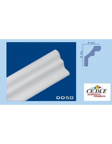 Cornice in polistirolo e polistirene estruso 50x40 h.200 ART.DD50 confezione 10 mt (5 Aste) Cornice in polistirolo e polistirene estruso 50x40 h.200 ART.DD50 confezione 10 mt (5 Aste)